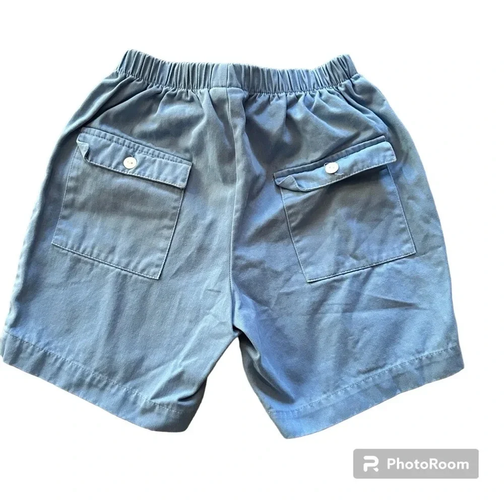 Bella Bliss Boys Size 7 Blue Twill Play Shorts Pull On Back Pockets 100% Cotton